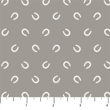 Horizon Horseshoes Bark novelty quilting fabric by Figo