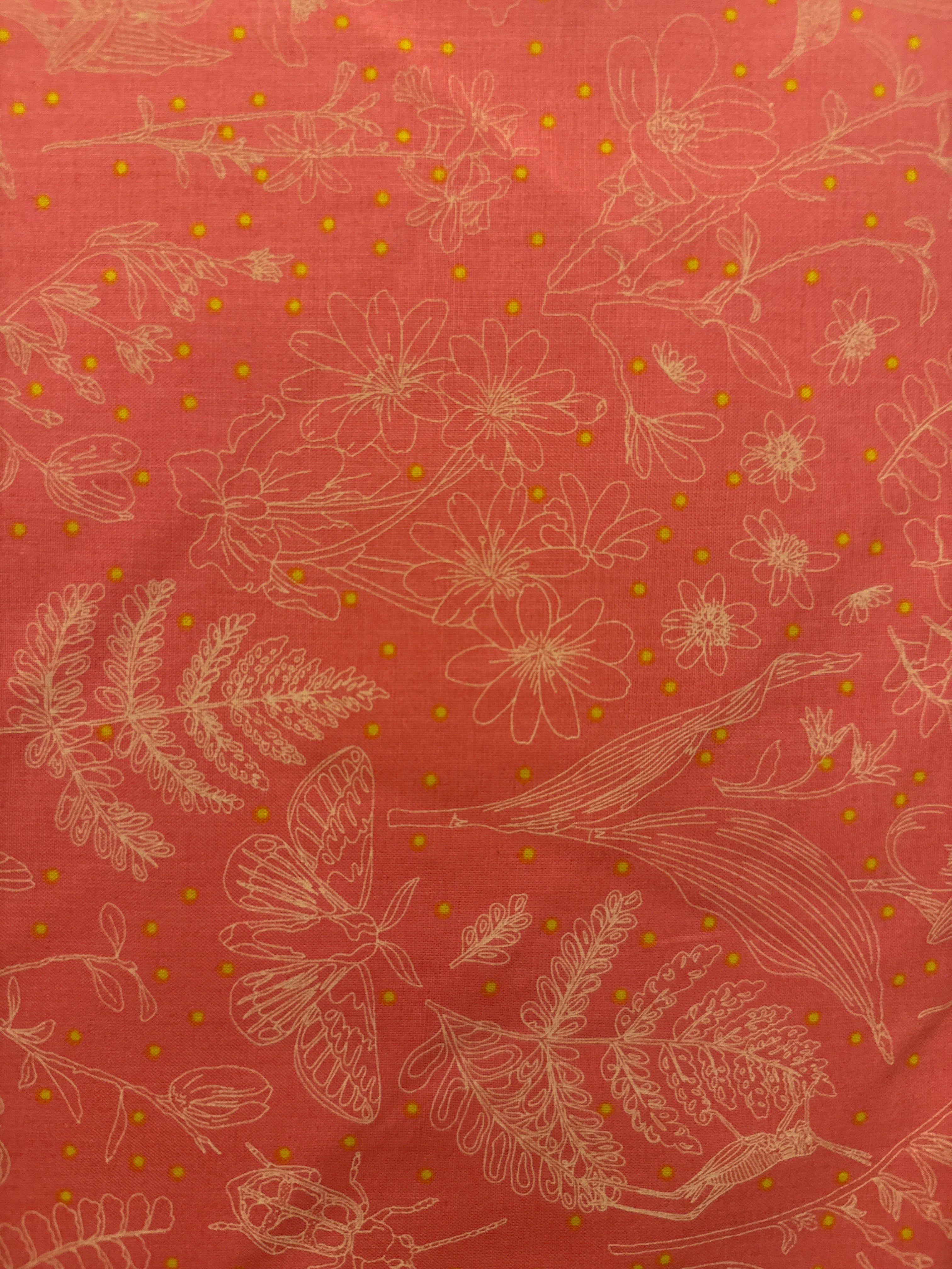 Bright Coral Floral quilting fabric by Windham Fabrics