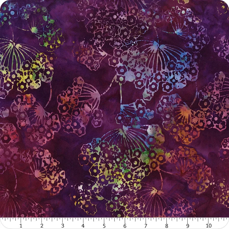 Timeless Treasures Tonga Batik Saturated Dandelions quilting fabric in Potion