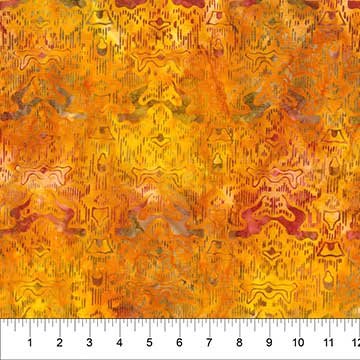 Banyan Batiks Destination Indonesia tangerine batik fabric detail view