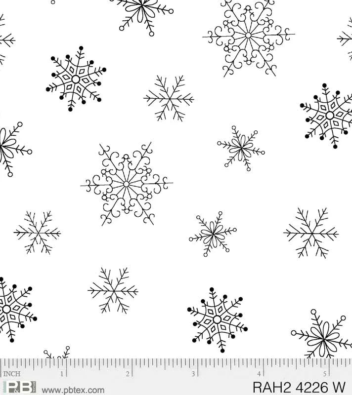P&B Textiles Ramblings Holiday white on white snowflake quilting cotton fabric