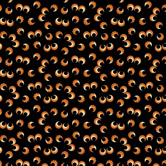 Andover Witchypoo Dark Eyes Halloween quilting fabric in Sunset