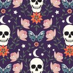 Dashwood Studio Spellbound skull and floral quilting cotton