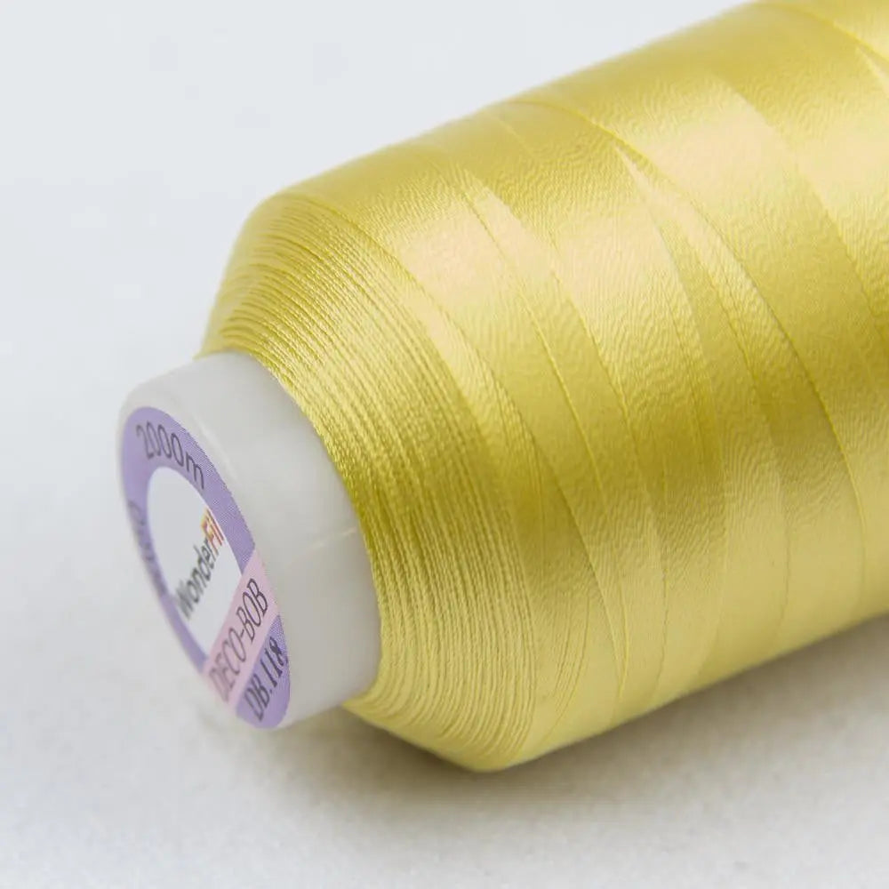DB118 - DecoBob™ Cottonized Polyester Soft Yellow Thread WonderFil USA
