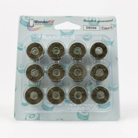 DecoBob prewound bobbins class 15 moss green, 12 count