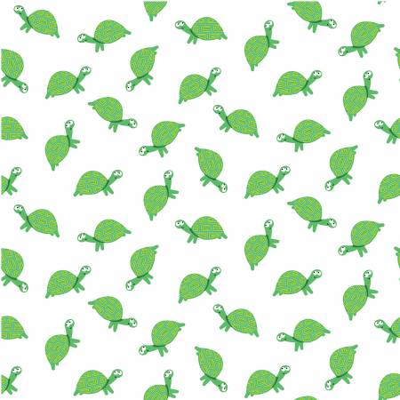 Michael Miller Mini Turtle White quilting fabric — tiny turtles on white