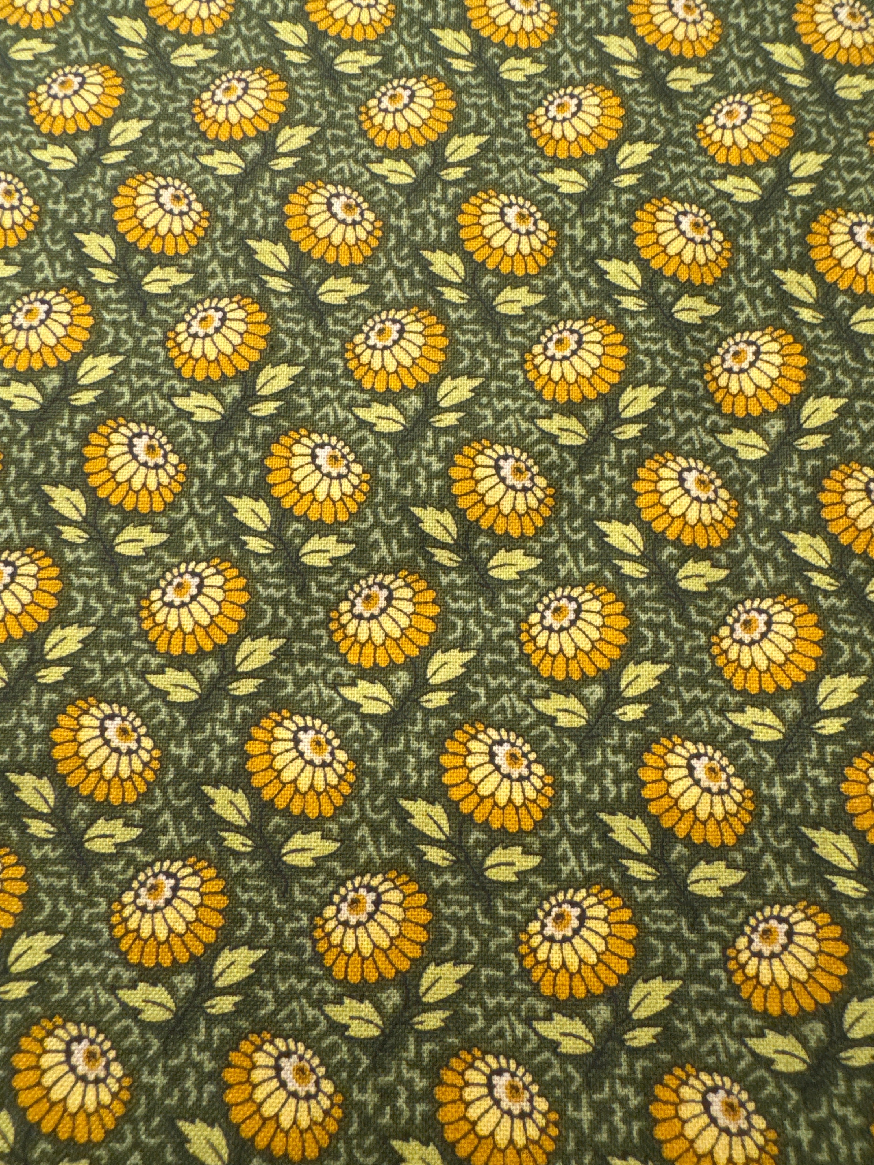 Autumn Woods Flower Toss Dark Olive floral quilting fabric by Andover Fabrics
