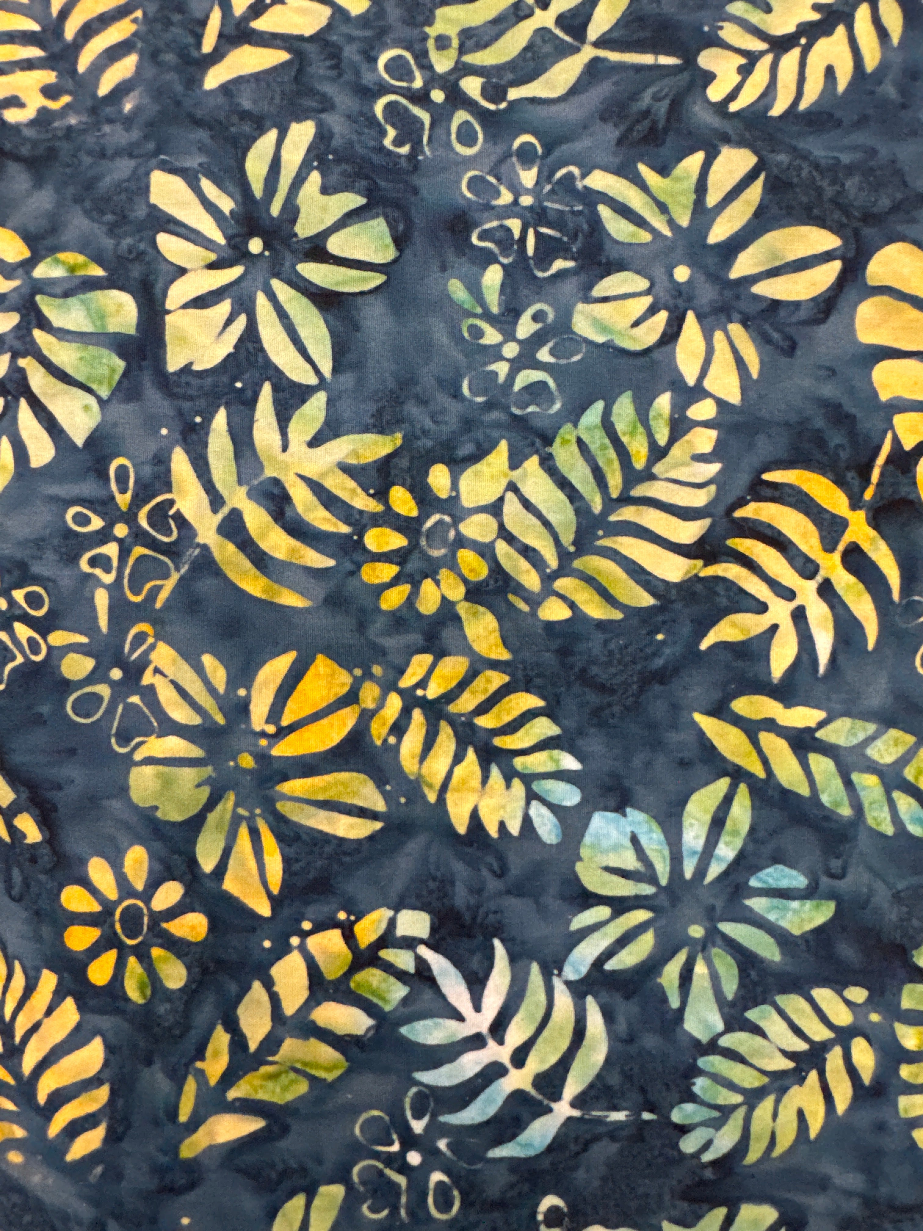 Lilly of the Beach Yellow Teal floral quilting fabric by Andover Fabrics