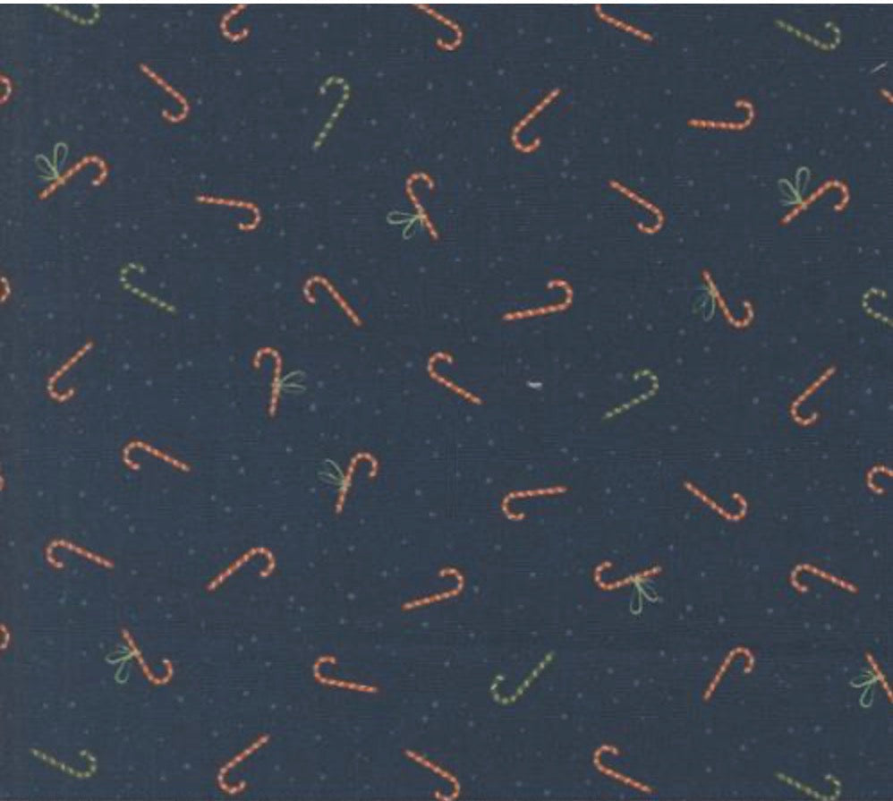 Perfect Christmas Navy Candy Canes quilting fabric by Moda