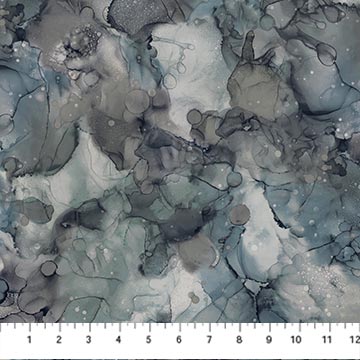 Northcott Fluidity Glacier quilting fabric with flowing watery texture in icy glacier tones