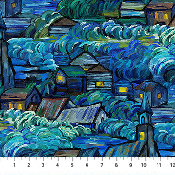 Scenic Dark Blue Multi Starry Night 44"/45" Cotton Fabric Per Yard