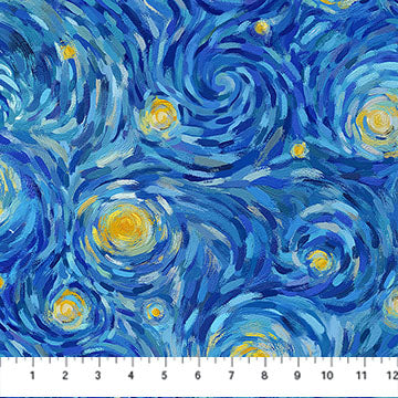 Night Sky Dark Blue Multi Starry Night 44"/45" Cotton Fabric Per Yard