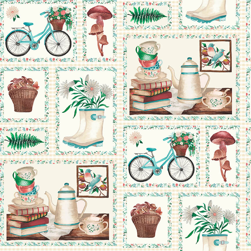 Blank Quilting Rural Fantasy patch design ivory cotton 3 yard pack