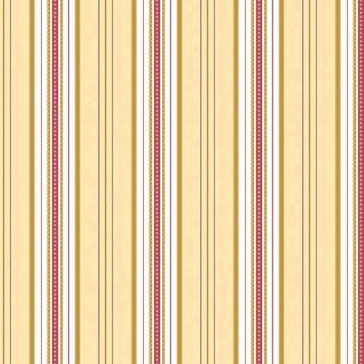 French Romance - Simone Stripe - Yellow/Red 44" / 45" Fabric Per Yard