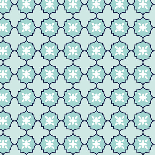 Gathering - Tiles - Aqua 44" / 45" Fabric Per Yard