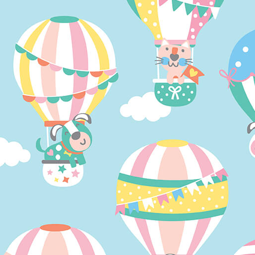 Twinkle Comfort Flannel - Up, Up & Away - Sky Blue 44"/45" Cotton Flannel Fabric per yard