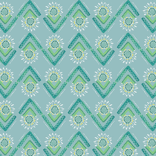 A Heart Led Life - Flower Spray - Teal 44" / 45" Fabric Per Yard