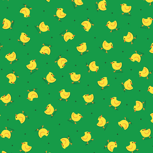 Barnyard Rules - Here Chickies - Green 44" / 45" Fabric Per Yard