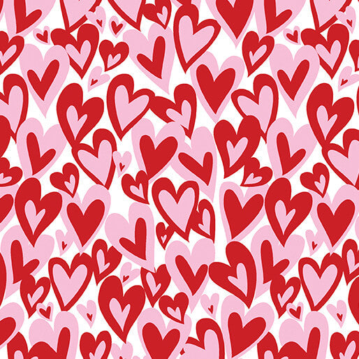 Love You Fur-Ever - Hearts Forever - White/Red 44" / 45" Fabric Per Yard