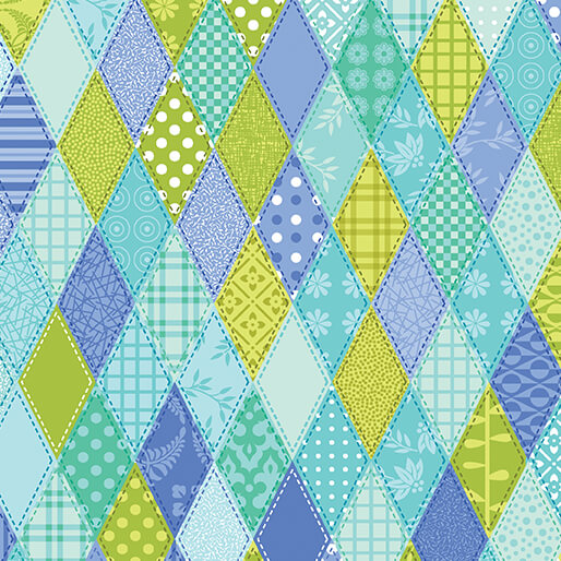 Serendipity - Diamond Patch - Teal 44" / 45" Fabric Per Yard