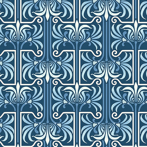 Veranda - Art Deco - Dark Blue 44" / 45" Fabric Per Yard
