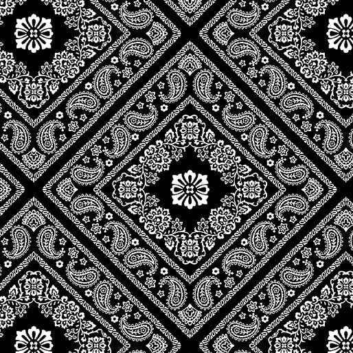 Bandana Medley - Bandana - Black 44" / 45" Fabric Per Yard