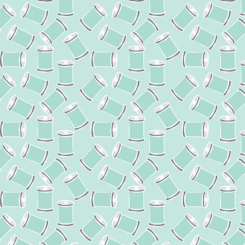 Sew Bloom - Stitch with Love - Light Turquoise 44" / 45" Fabric Per Yard