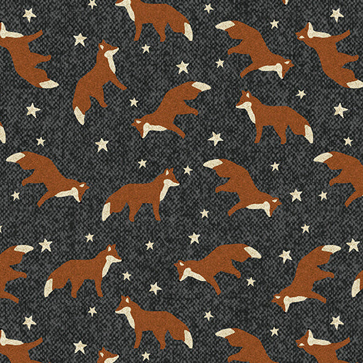 Winter Forest - Fox In The Forest - Charcoal 44" / 45" Fabric Per Yard
