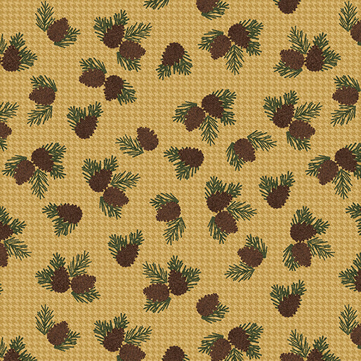 Winter Forest - Wooly Pine Cone - Honey 44" / 45" Fabric Per Yard