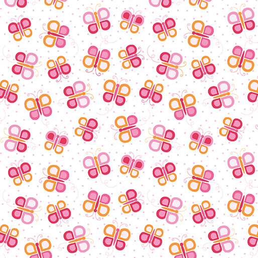 Daisy Up - Butterfly Swirl - Pink 44" / 45" Fabric Per Yard