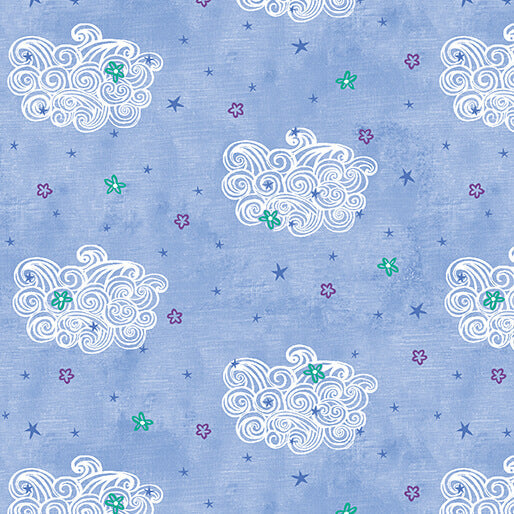 Dreamers - Fantasy Clouds - Light Royal 44" / 45" Fabric Per Yard
