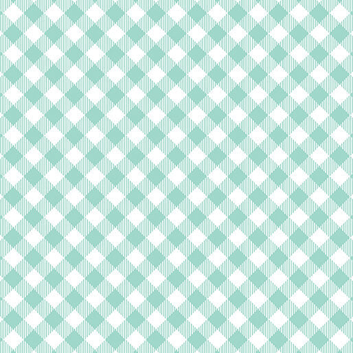 Enjoy the Ride - Gingham Plaid - Aqua 44" / 45" Fabric Per Yard