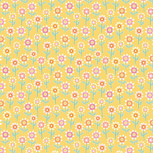 Happy Heart - Daisy Field - Yellow 44" / 45" Fabric Per Yard