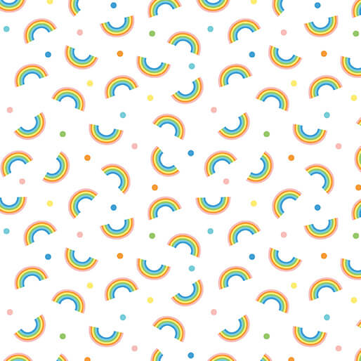 Noah's Journey - Little Rainbows - White 44" / 45" Fabric Per Yard