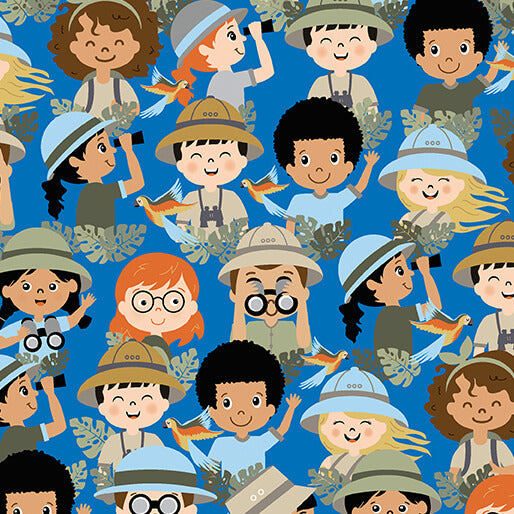Safari Adventure - Safari Friends - Royal Blue 44" / 45" Fabric Per Yard