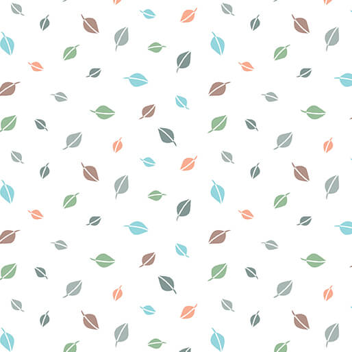 Cozy Forest Comfort Flannel - Forest Leaves - White 44"/45" Cotton Flannel Fabric per yard