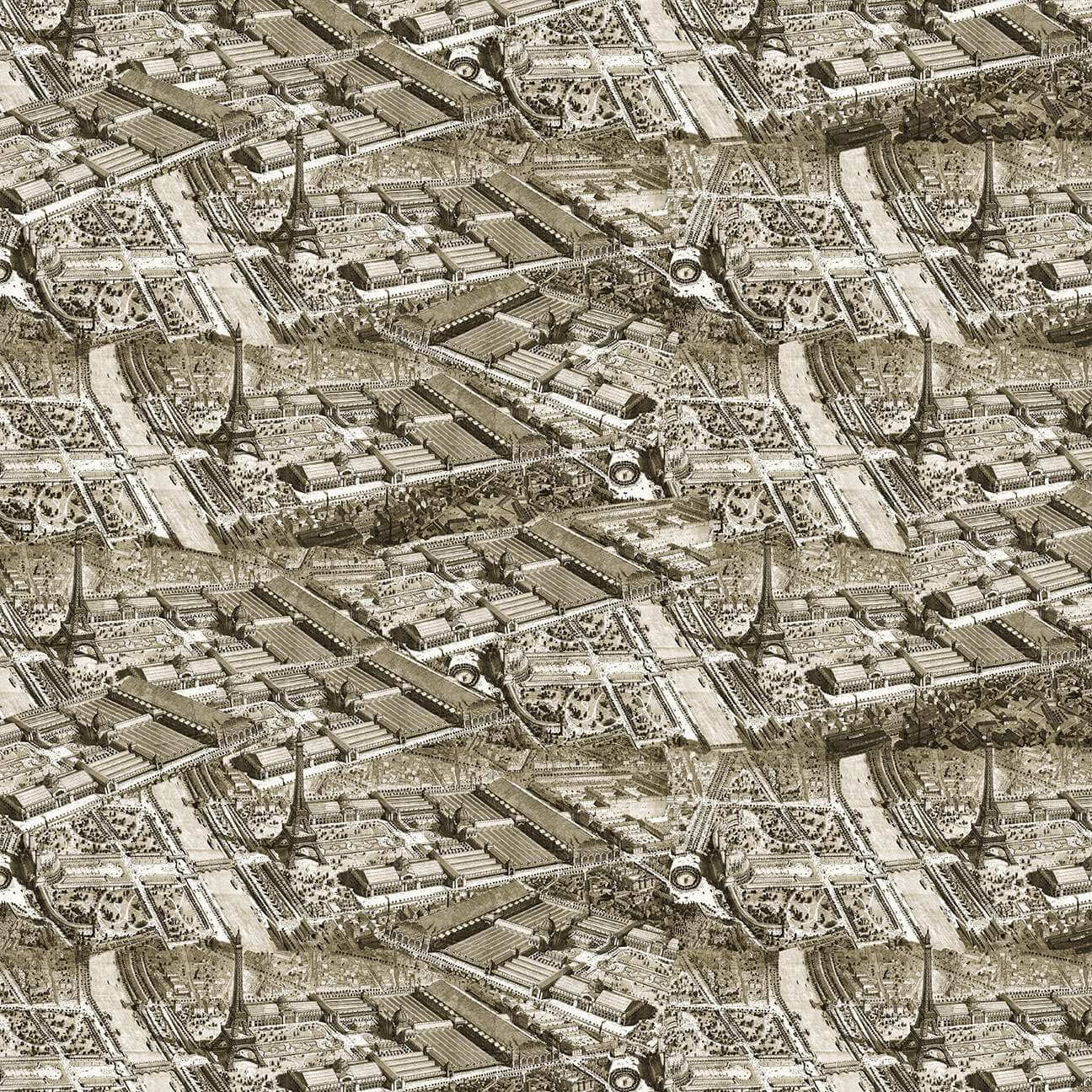 Blank Quilting Paris Nights map sepia cotton 3 yard pack