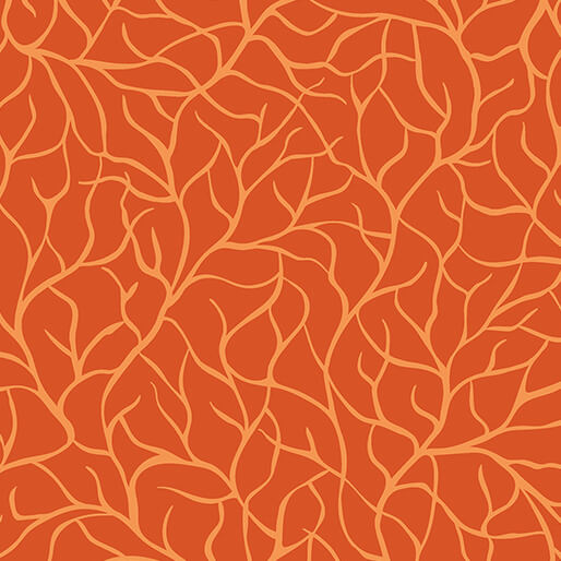 Flora & Fauna: Midnight - Branches - Orange 44" / 45" Fabric Per Yard