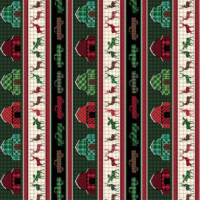 Holiday Farmhouse Plaid - Farmhouse Stripe 44" / 45" Fabric Per Yard
