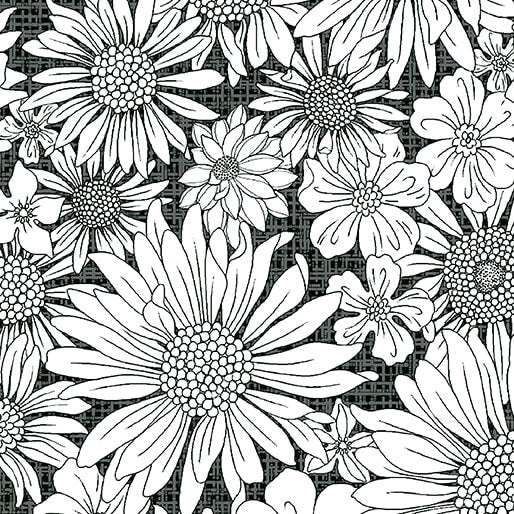 Porch Swing - Upsy Daisy - Charcoal 44" / 45" Fabric Per Yard
