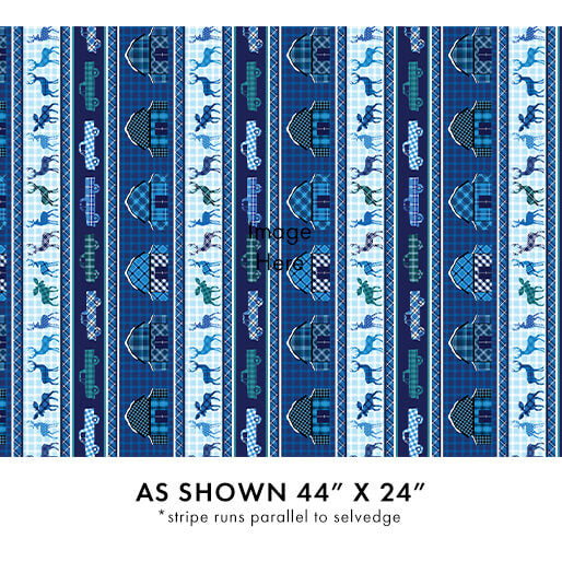 Winter Farm House Plaid - Farmhouse Stripe - Blue 44" / 45" Fabric Per Yard