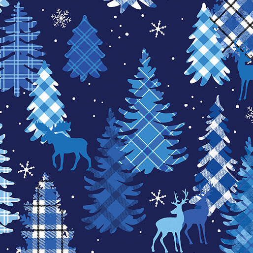 Winter Farm House Plaid - Plaid Forest - Navy 44" / 45" Fabric Per Yard