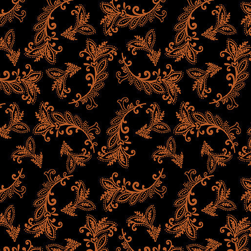 Harvest Gathering - Vining Scroll - Black/Orange 44" / 45" Fabric Per Yard