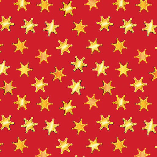 Lil' Buckaroos - Western Stars - Red 44" / 45" Fabric Per Yard