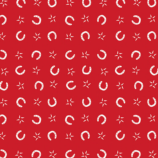 Lil' Buckaroos - Lil' Horseshoes - Red 44" / 45" Fabric Per Yard