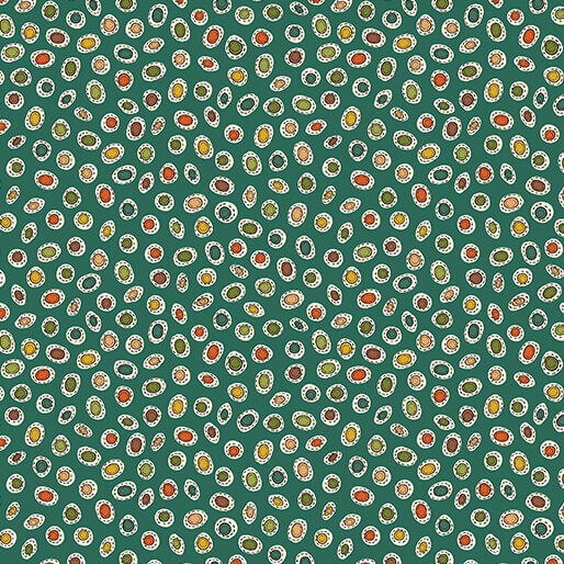 Pumpkin and Spice - Spice Dot - Teal 44" / 45" Fabric Per Yard
