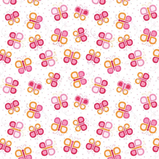 Daisy Up - Butterfly Swirl - Pink 44" / 45" Fabric Per Yard The Fabric Company
