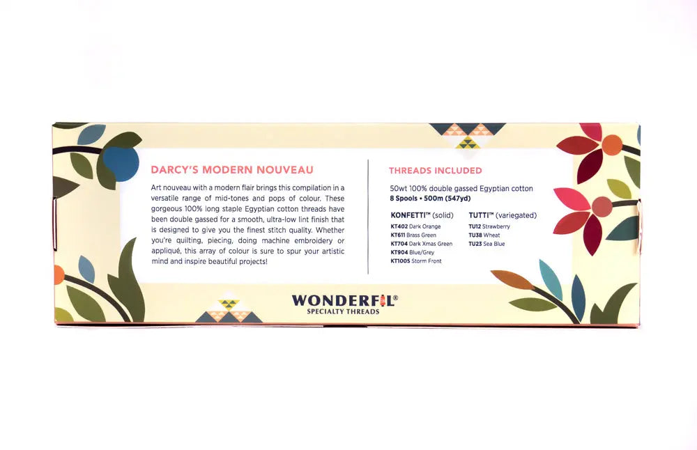 Darcy’s Modern Nouveau by Edyta Sitar - Egyptian Cotton Thread Pack WonderFil USA