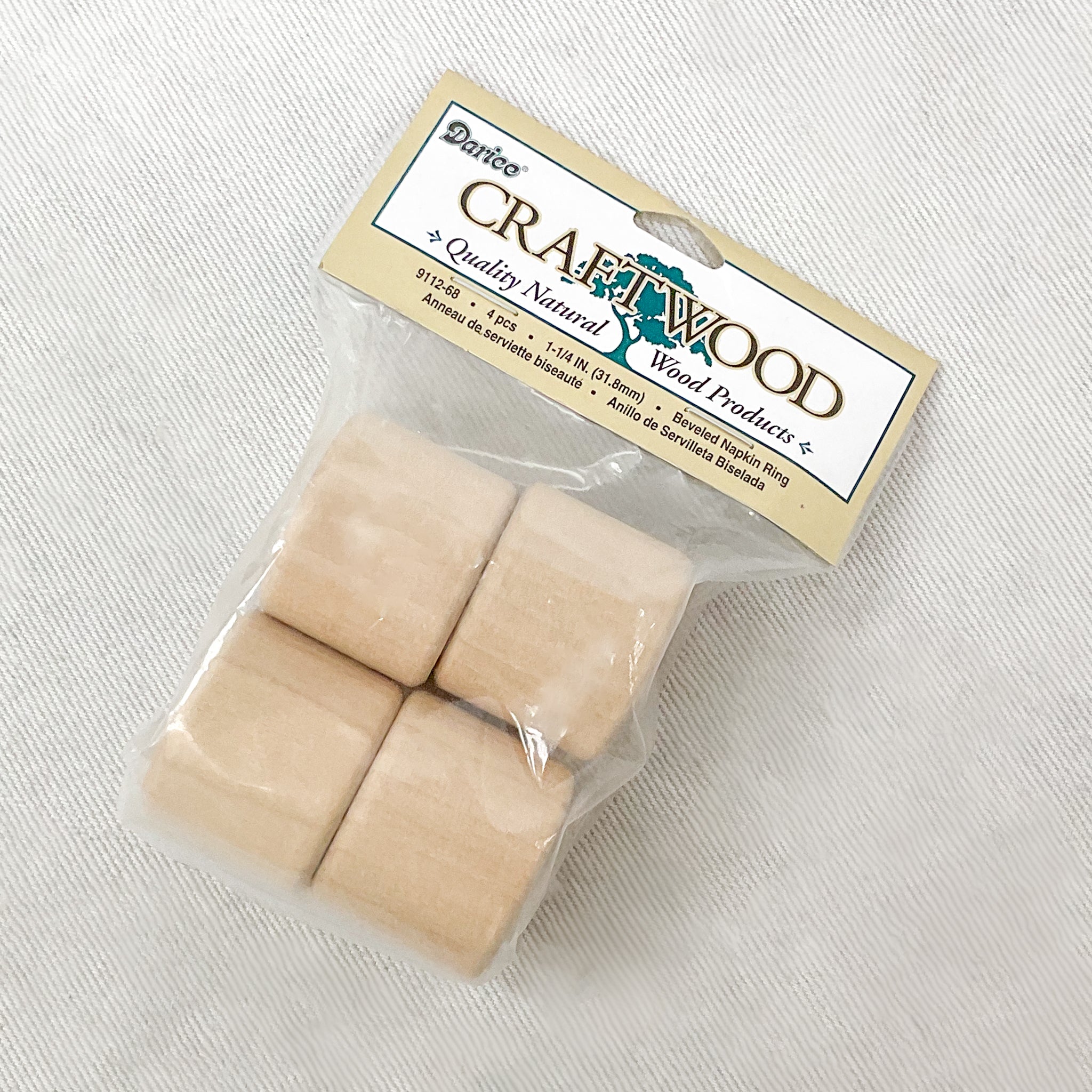 Darice Wooden Beveled Napkin Ring, 4 pieces 1 1/4" each