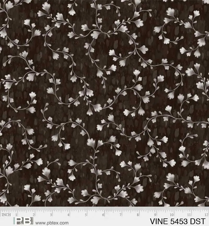 Dark Grey Vine Scroll Cotton Wideback Fabric per yard - Linda's Electric Quilters